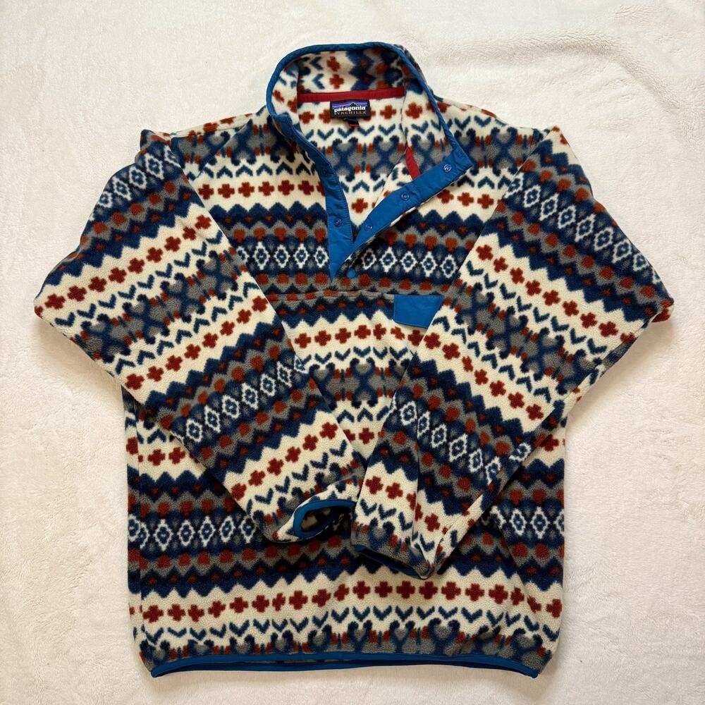 Patagonia Synchilla Fleece Pullover Men’s Small Aztec Pattern Cliff Blue